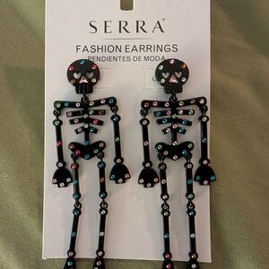 Serra Black Skeleton Earrings with Multicolor Accents